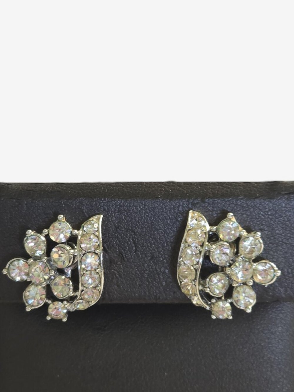 VINTAGE Signed LISNER Clear Rhinestone Screw Back Earrings 1960s